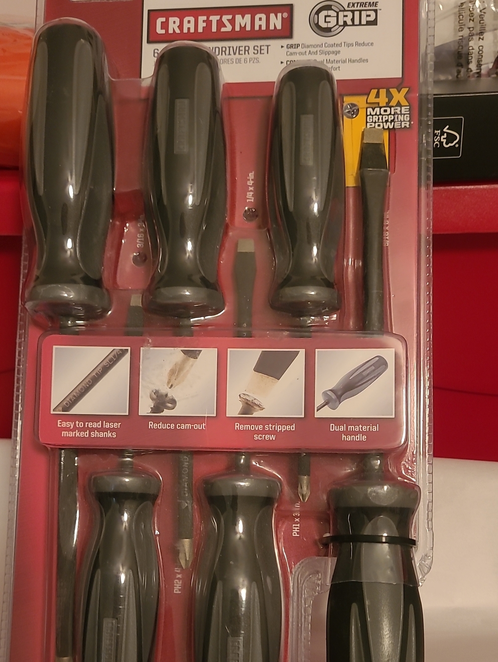 Screwdriver Set  6 Piece Craftsman Diamond Coated Tight Grip, Comfort Handle - Picture 2 of 6